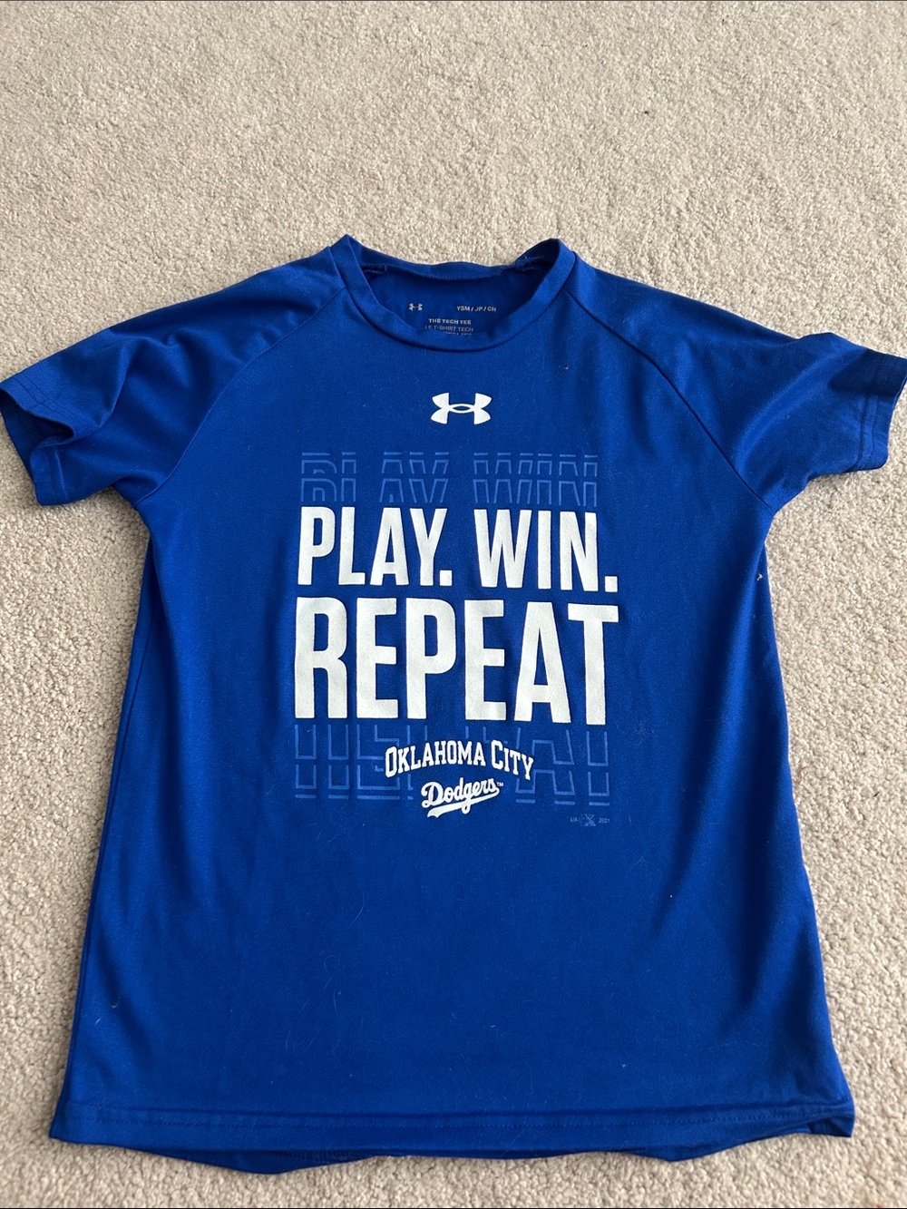 Under Armour Blue 'Play. Win. Repeat' Oklahoma City Dodgers Short Sleeve Tee